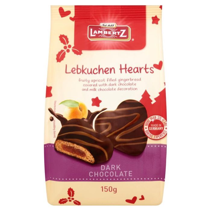 Lambertz Dark Chocolate Hearts Sweet Biscuits