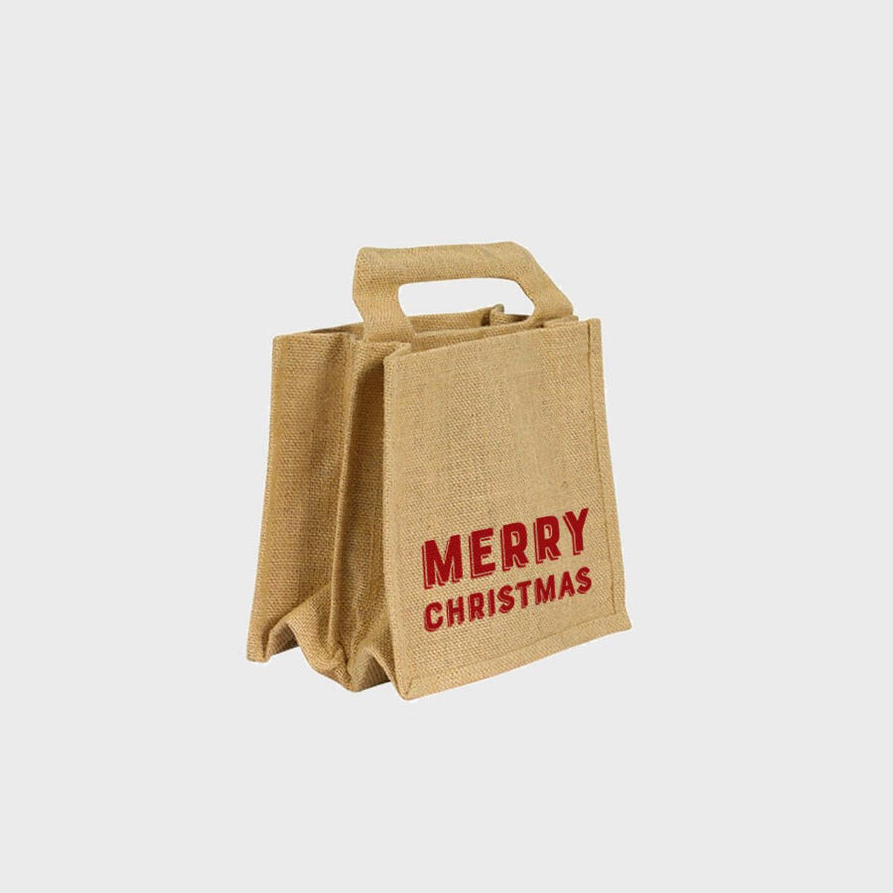 6 Beer Bottle Merry Christmas Jute Bag Hamper Boxes